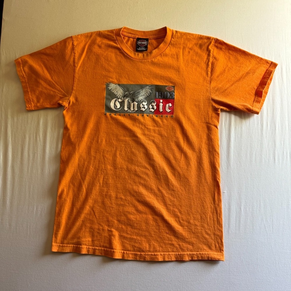 Harley-Davidson Classic 1903 Eagle T-Shirt Orange Hamilton NJ Mens Large